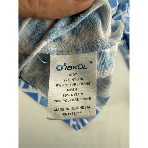 Ibkul Sun Protection UPF 50 Geometric Print Mesh L/S 1/4 Zip Activewear Top S si - Picture 7 of 7